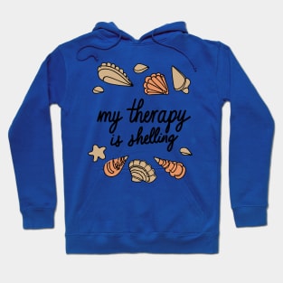 Therapy is Shell Collector Beachcombers - Beachcombing Seashell Collecting Hoodie